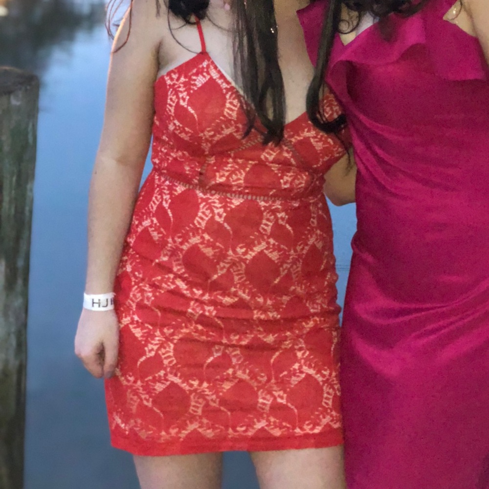 Red lace dress. Size medium